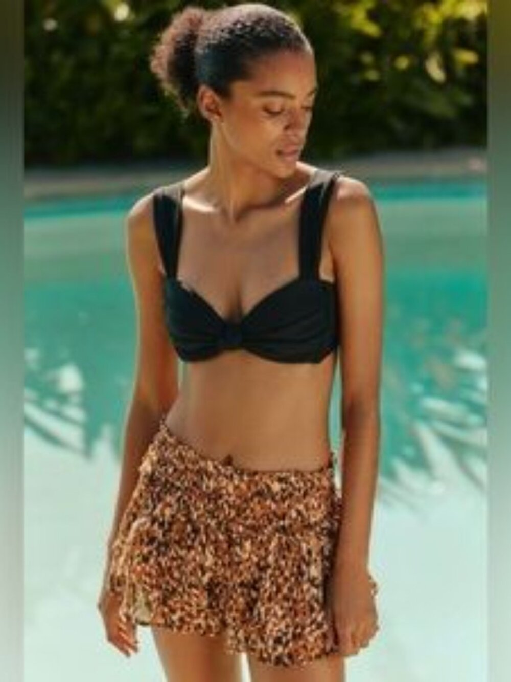 Anthropologie Celandine Leopard Speckle Ruffle Skort Shorts M